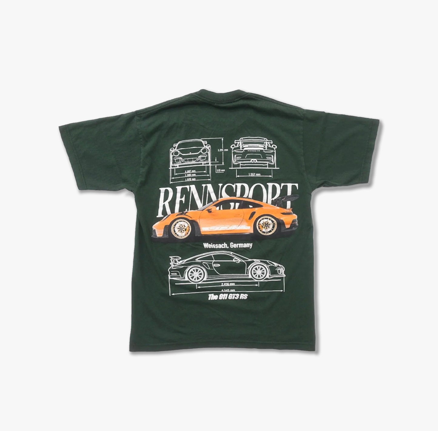 Porsche GT3 RS in British Racing Green Washed Tee