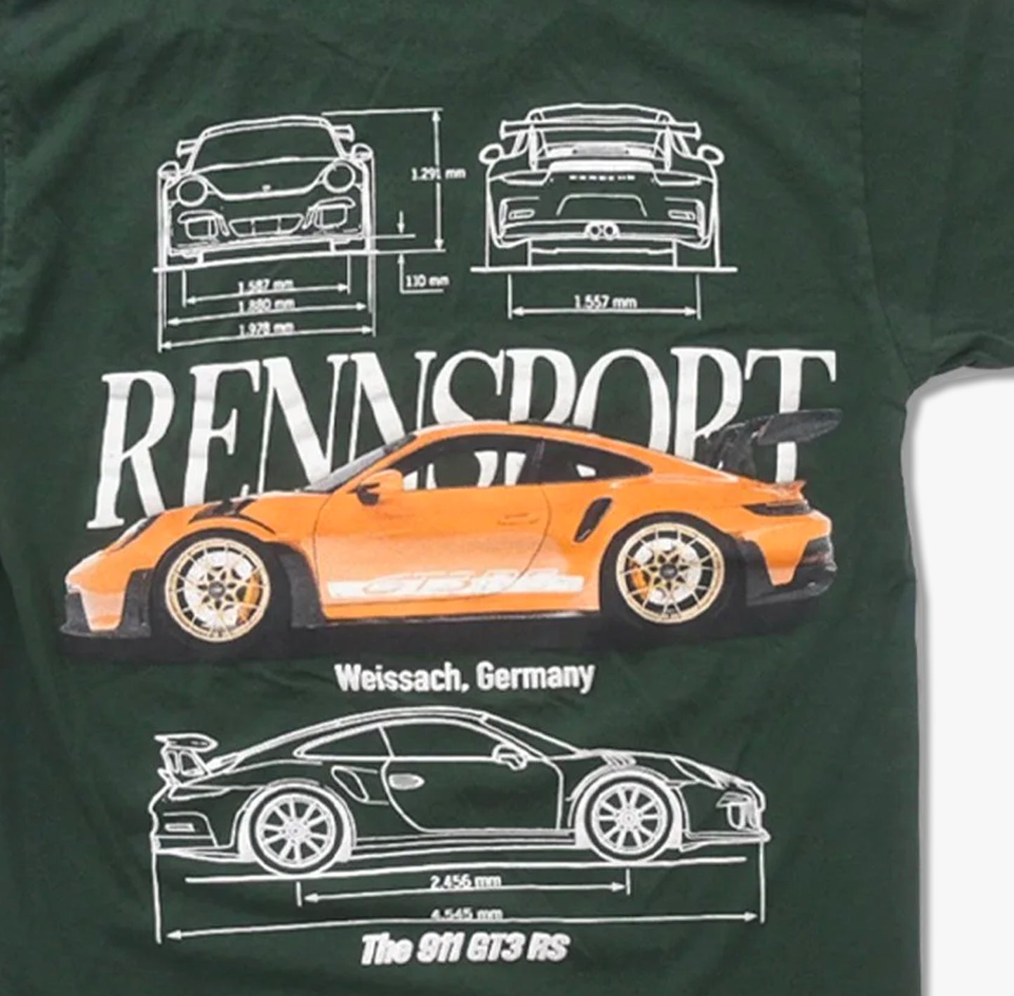 Porsche GT3 RS in British Racing Green Washed Tee