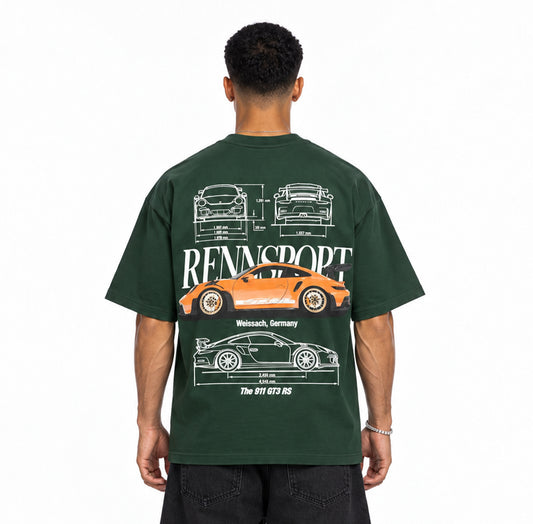 Porsche GT3 RS in British Racing Green Washed Tee